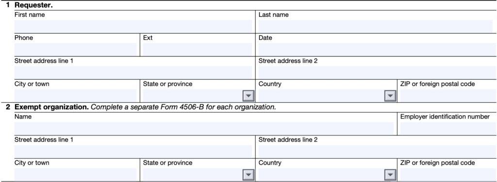 IRS Form 4506-B Instructions - Exempt Organization IRS Letters