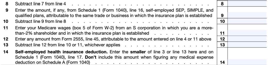 IRS Form 7206 Instructions - Self-Employed Health Insurance