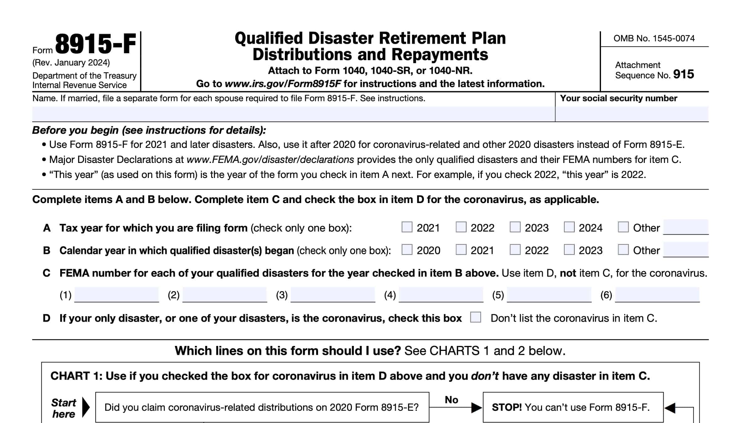 IRS Form 8915F Instructions Qualified Disaster Distributions