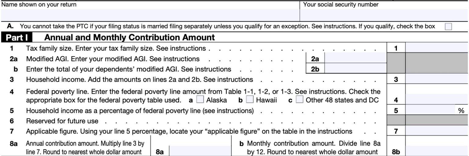 IRS Form 8962 instructions - Premium Tax Credit