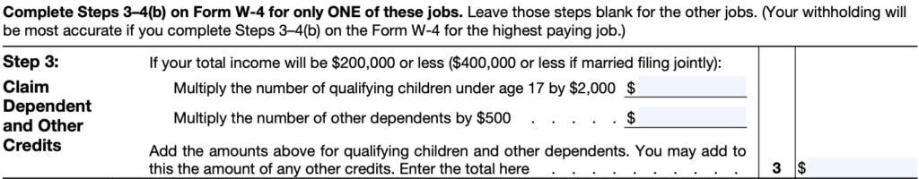 step 3: claim dependent and other credits