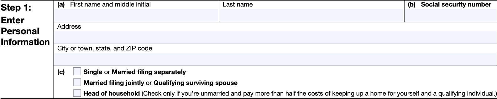 irs form w-4p, step 1: Enter personal information