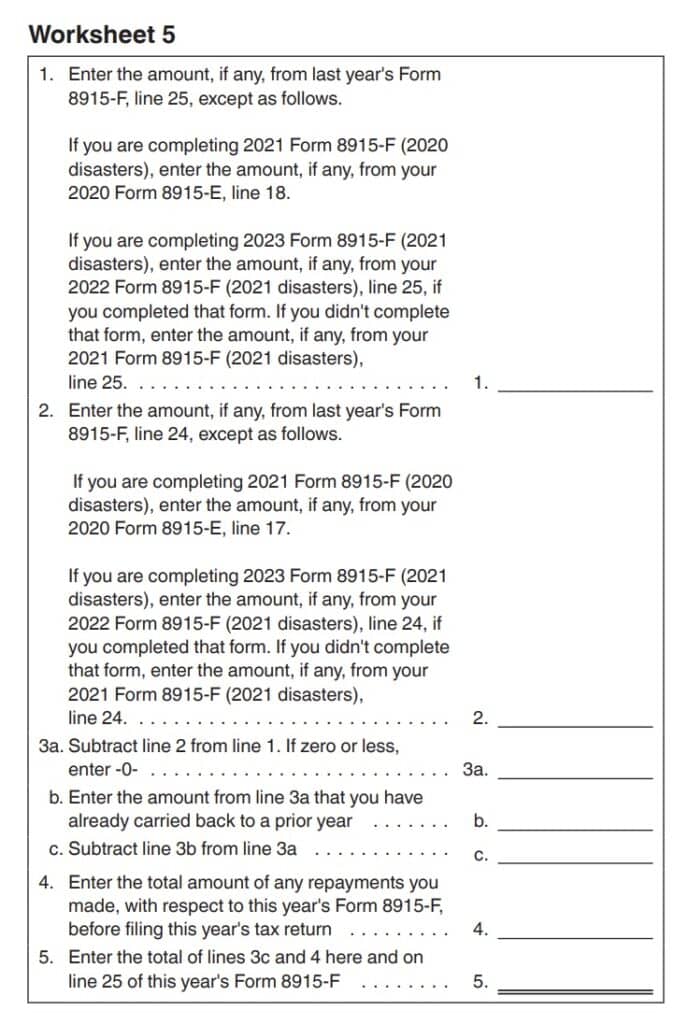 IRS Form 8915F Instructions Qualified Disaster Distributions