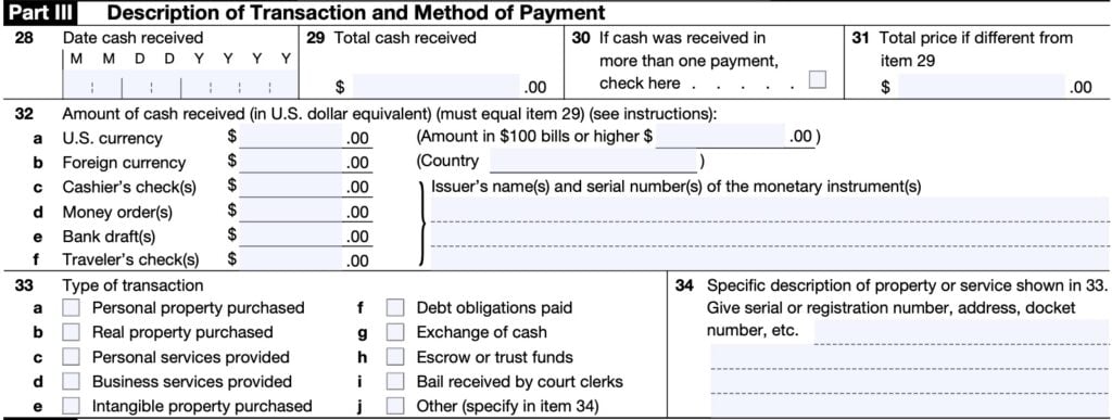 IRS Form 8300 Instructions - Reporting Large Cash Transactions