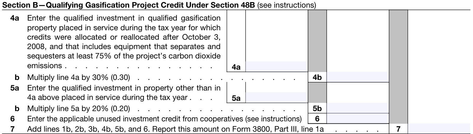Part II, Section B: Qualifying gasification project credit