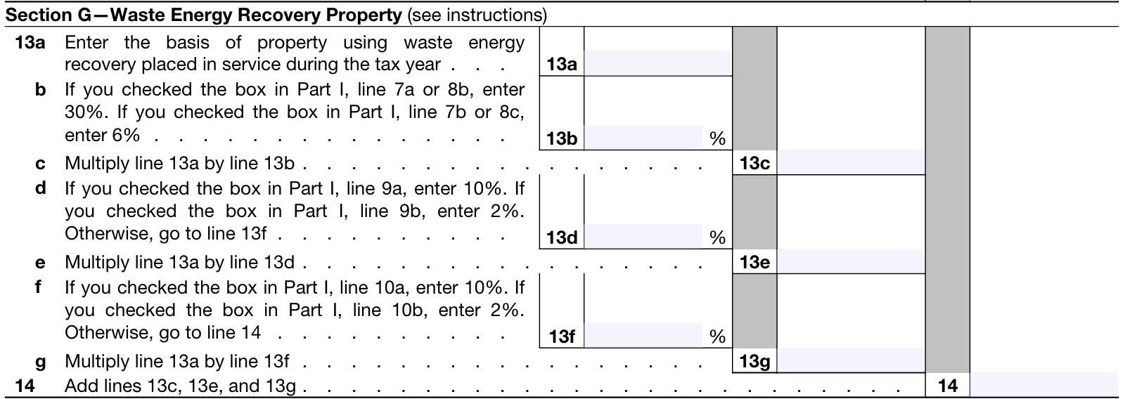 irs form 3468, part vi, section g: waste energy recovery property