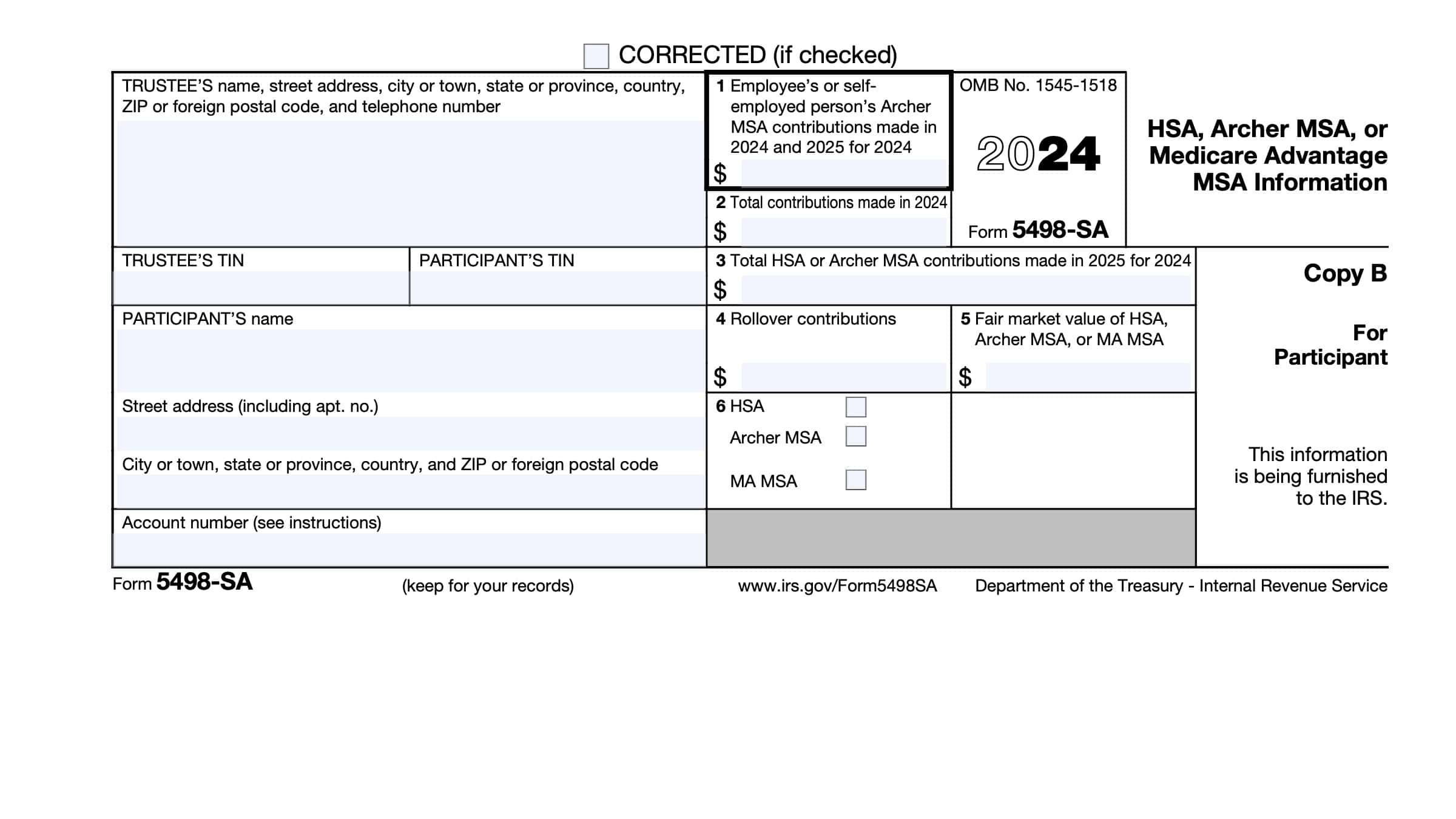 IRS Form 5498-SA Instructions - HSA and MSA Contributions