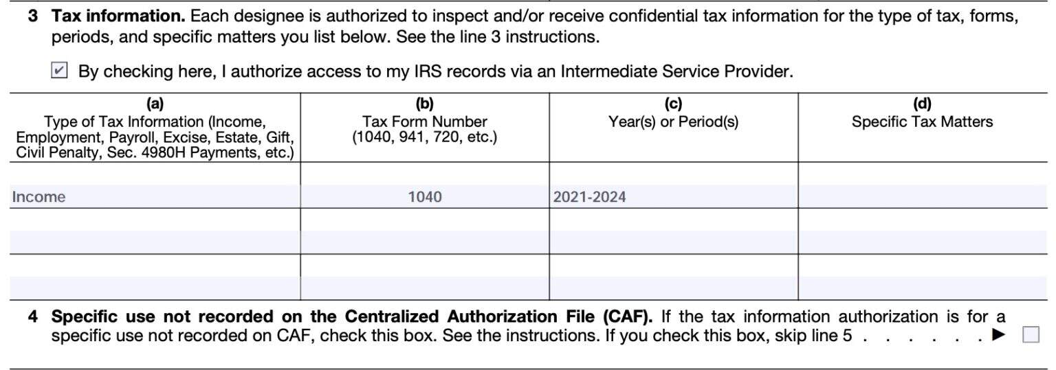 Irs Form 8821 Instructions Tax Information Authorization 9646