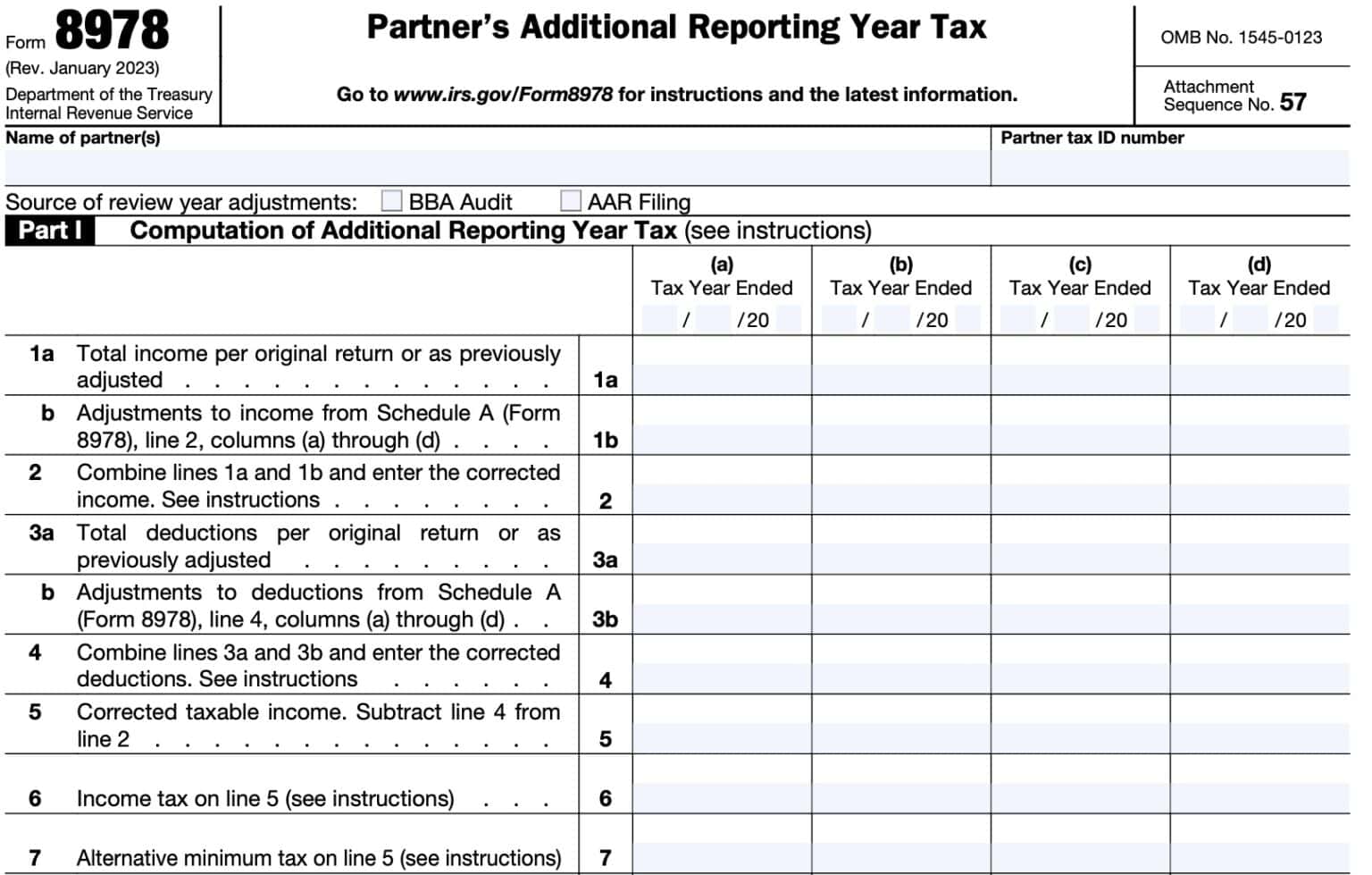 IRS Form 8978 Instructions - Reporting Partner's Additional Taxes