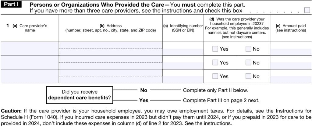 IRS Form 2441 Instructions - Child and Dependent Care Expenses