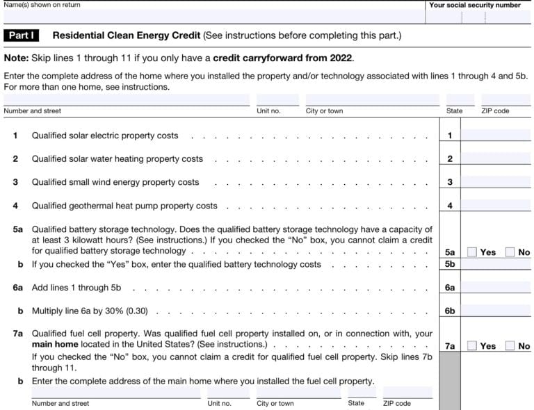 IRS Form 5695 Instructions Residential Energy Credits