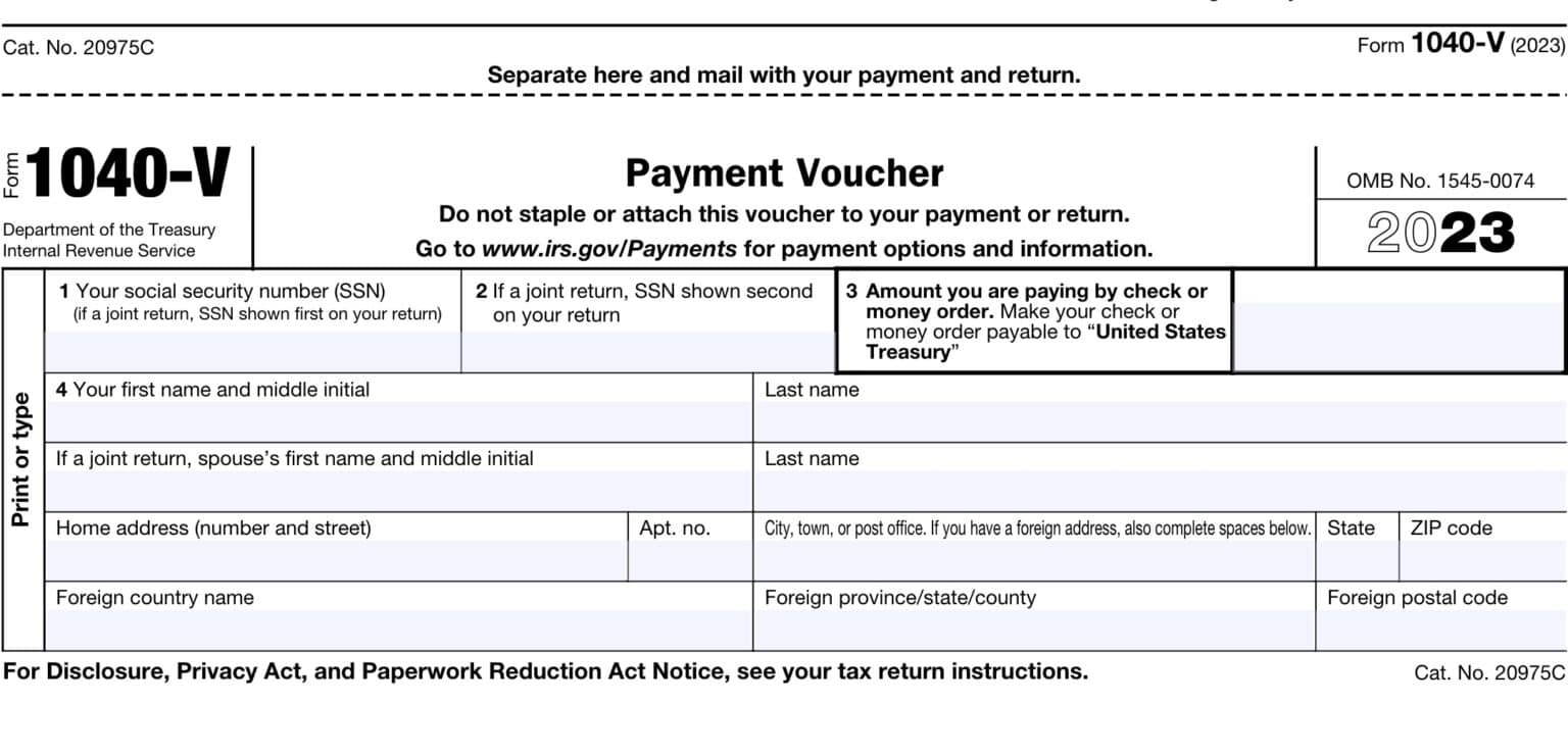 IRS Form 1040-V Instructions - Tax Payment Voucher