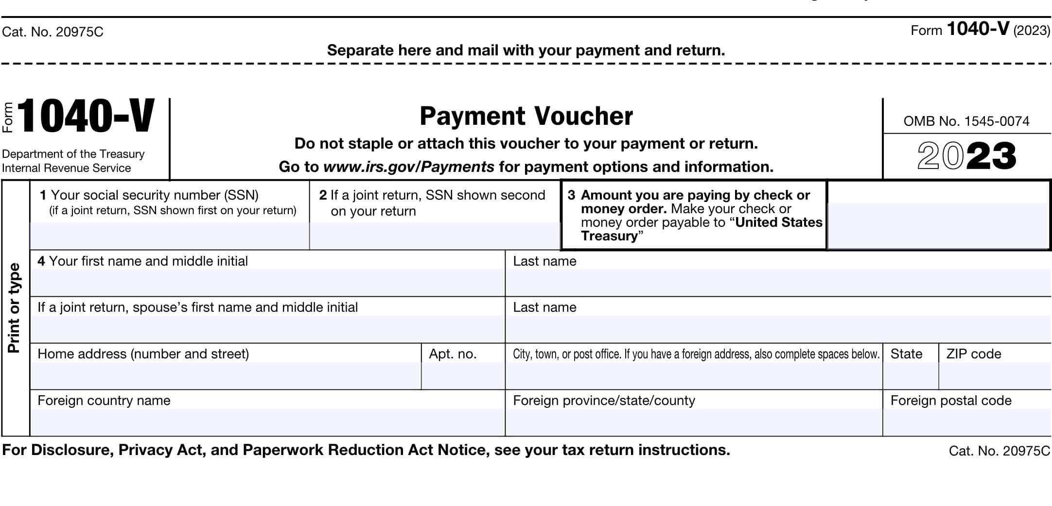 irs form 1040-v, payment voucher