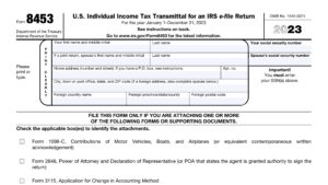 IRS Form 8453 Instructions