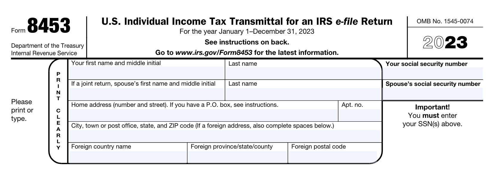 irs form 8453 taxpayer information