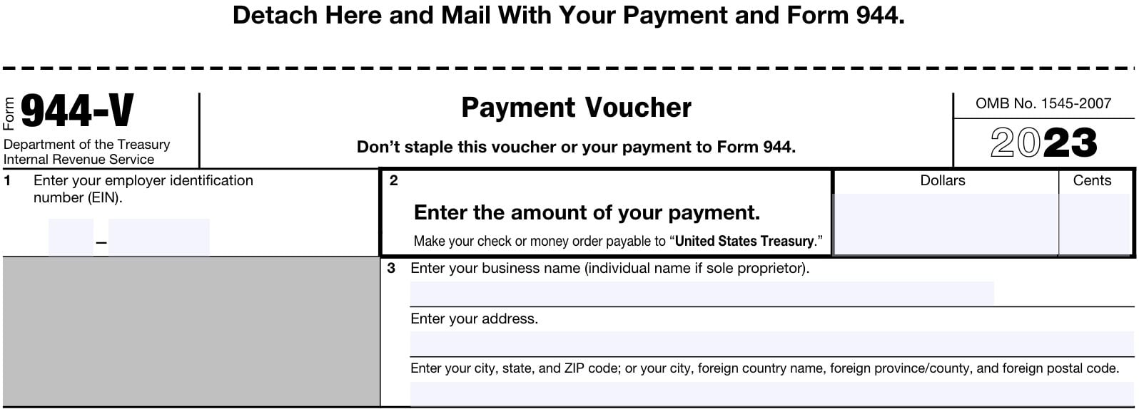 irs form 944-v, payment voucher