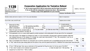 IRS Form 1139 Instructions