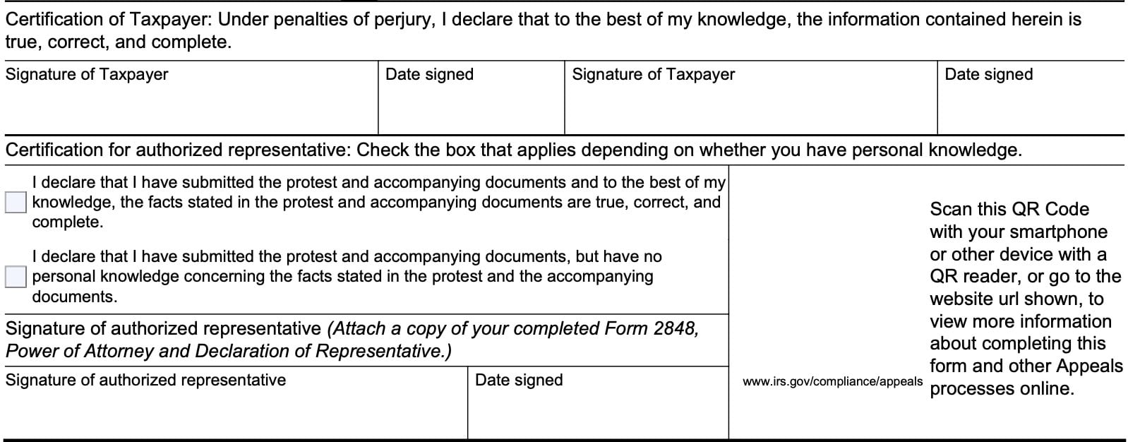 irs form 13711, certification of taxpayer and authorized representative