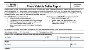 irs form 15400, clean vehicle seller report