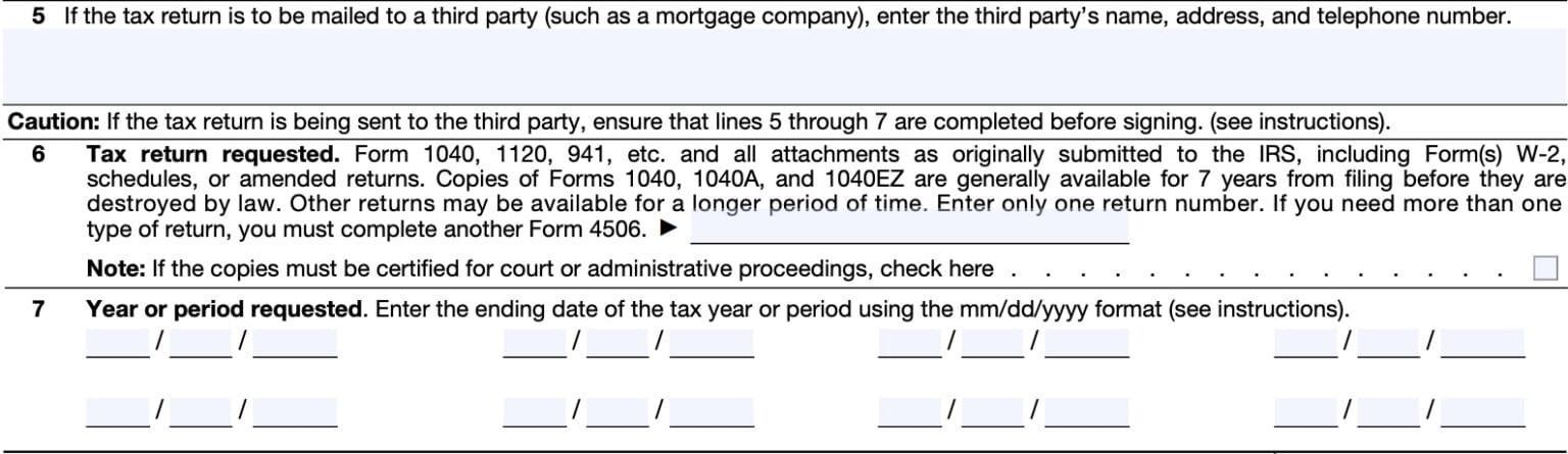 IRS Form 4506 Instructions - Request For Copy Of Tax Return