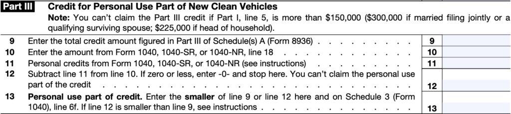 IRS Form 8936 Instructions - Qualifying Electric Vehicle Tax Credits