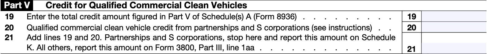 irs form 8936 part v, credit for qualified commercial clean vehicles