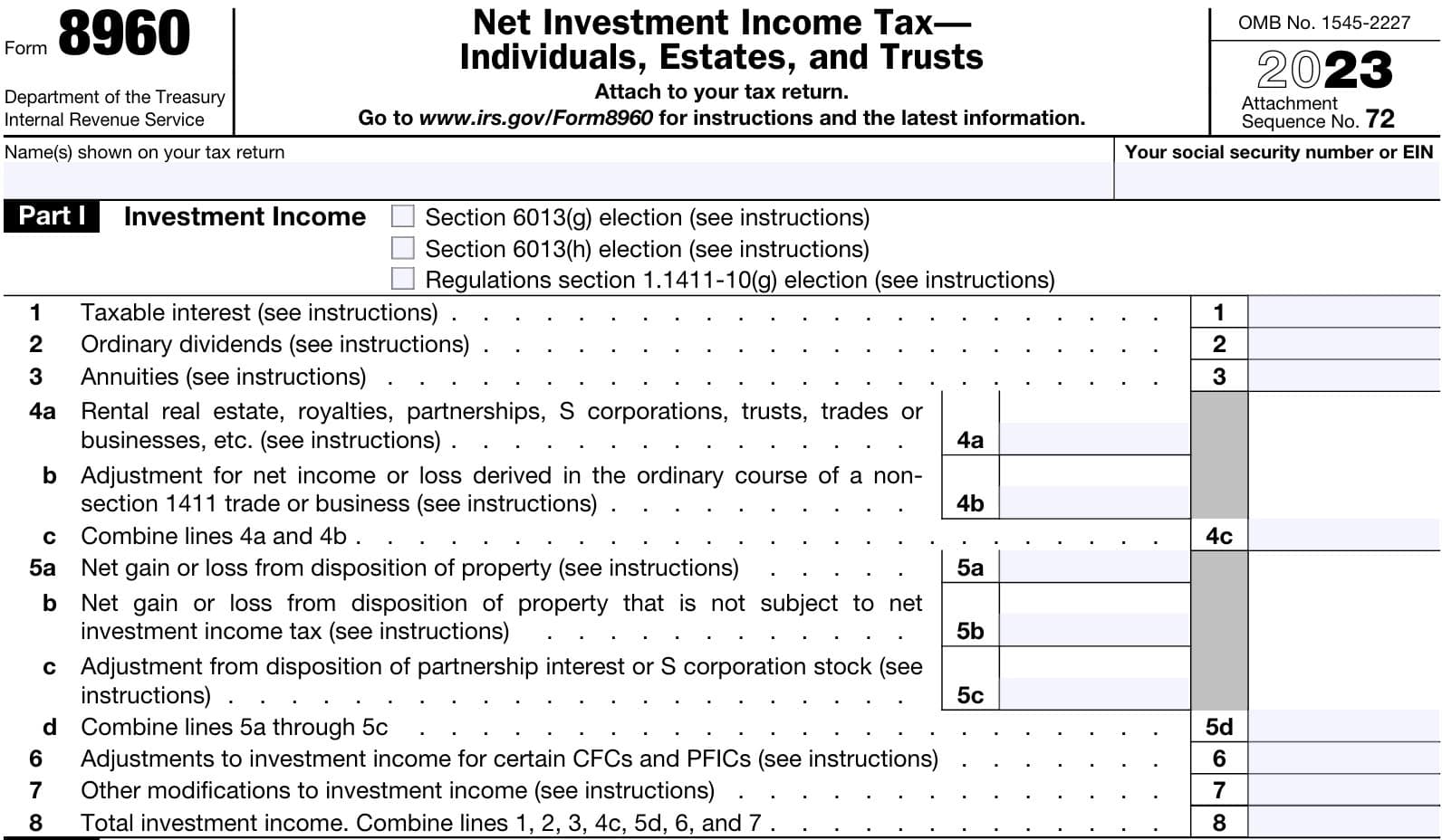 irs form 8960 Part I: investment income