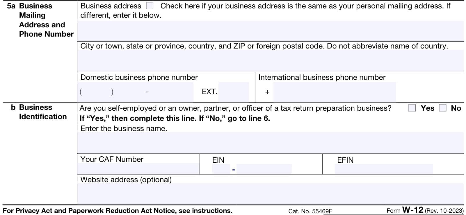 business address and identification