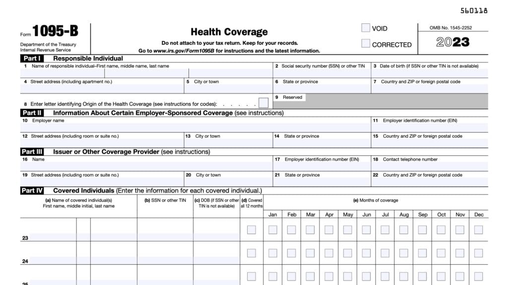 irs form 1095-b, health coverage