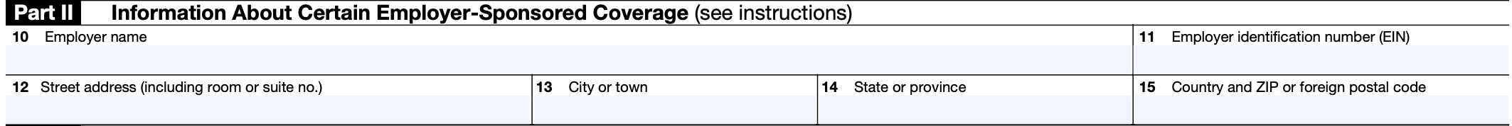 irs form 1095-b, part ii, information about certain employer-sponsored coverage