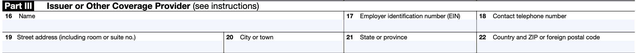 part iii, issuer or other coverage provider