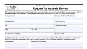 irs form 12203, request for appeals review