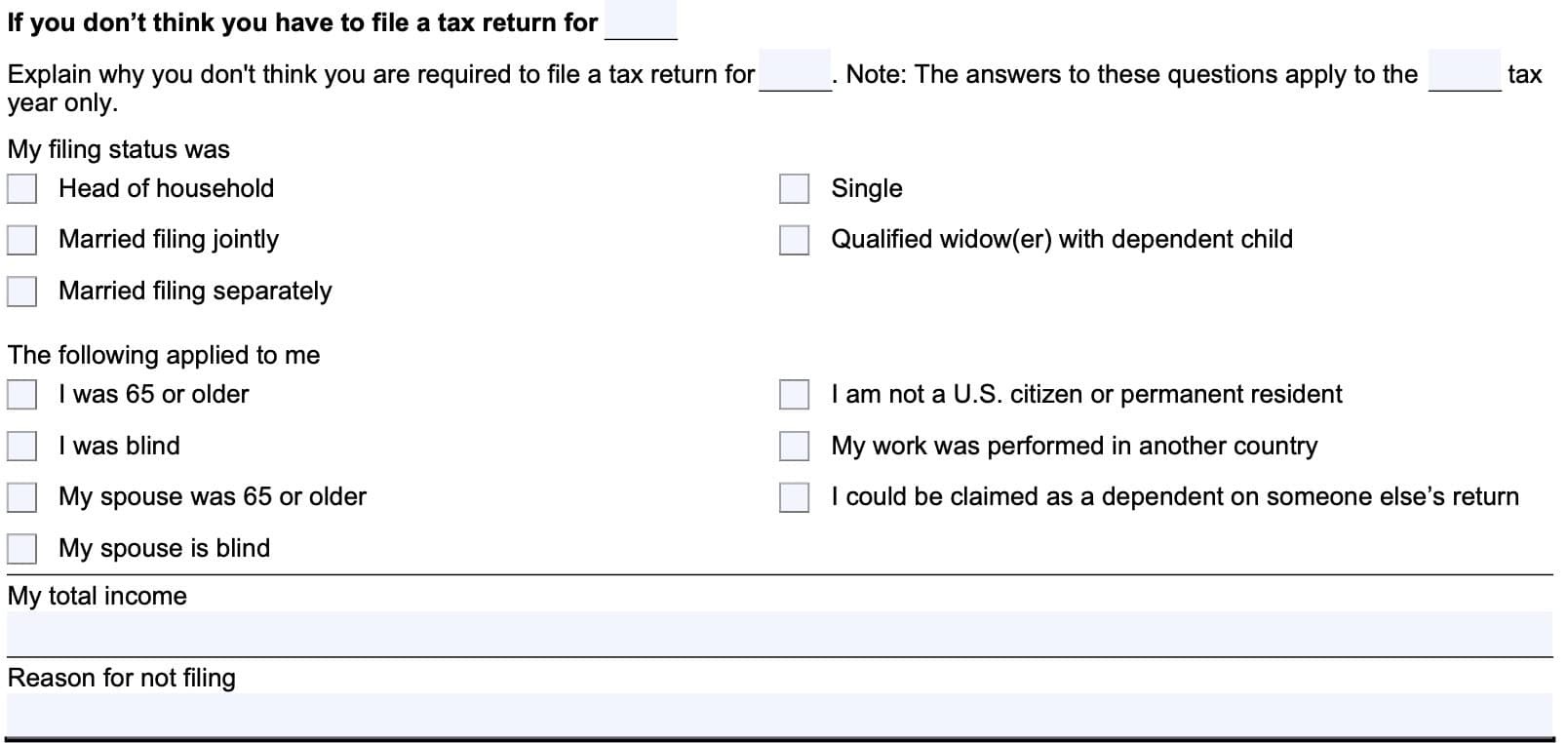 why you don't need to file a tax return