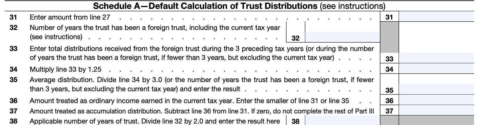 irs form 3520, part iii, schedule a