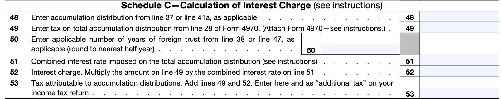 irs form 3520, part iii, schedule c