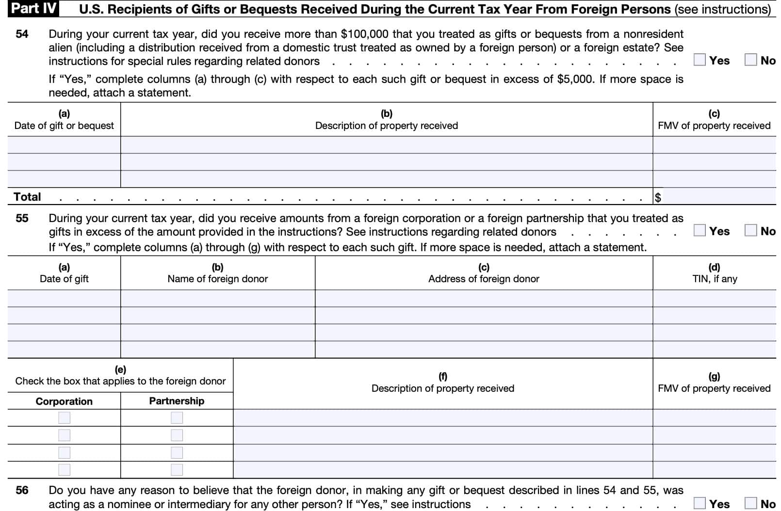 irs form 3520, part iv