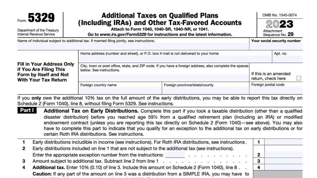 irs form 5329, additional taxes on qualified plans and other tax-favored accounts