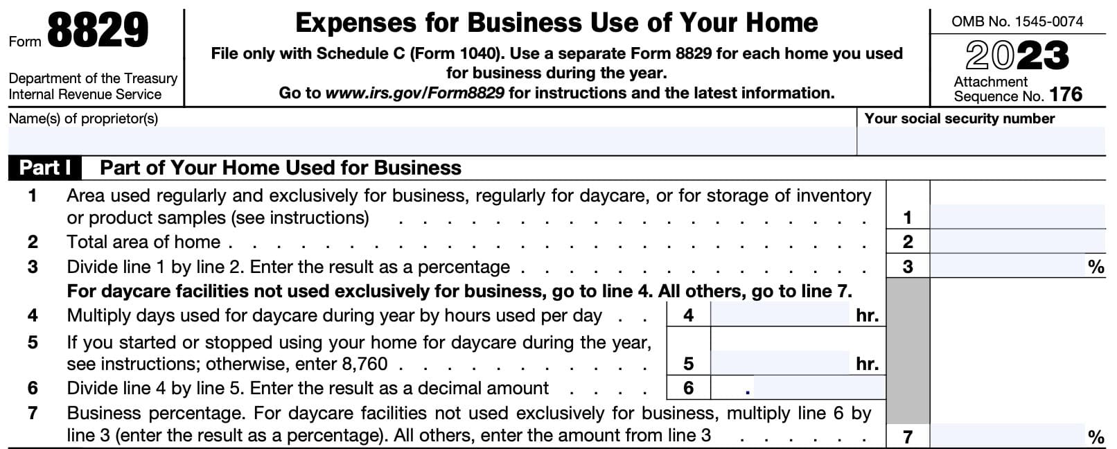 irs form 8829, part i: part of your home used for business.