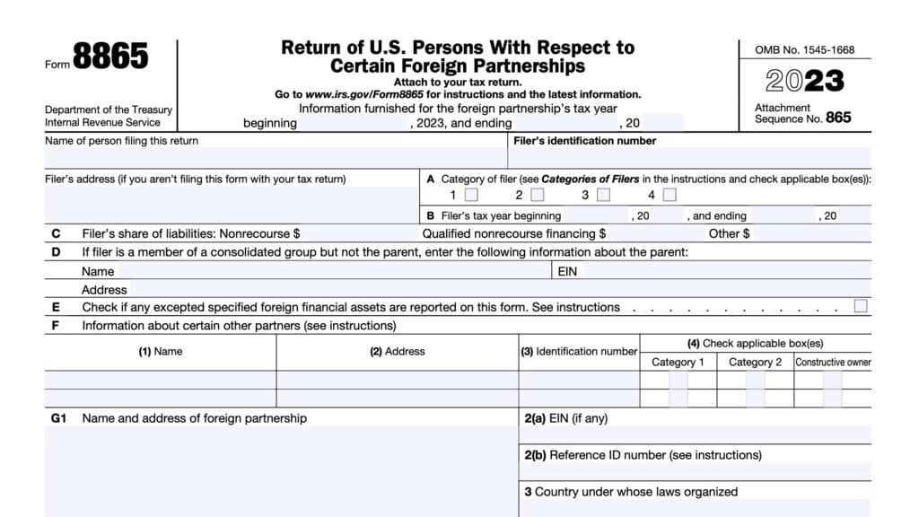 irs form 8865, return of U.S. persons with respect to certain foreign partnerships