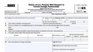 irs form 8865, return of U.S. persons with respect to certain foreign partnerships