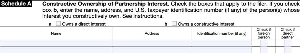 irs form 8865, schedule a, constructive ownership of partnership interest