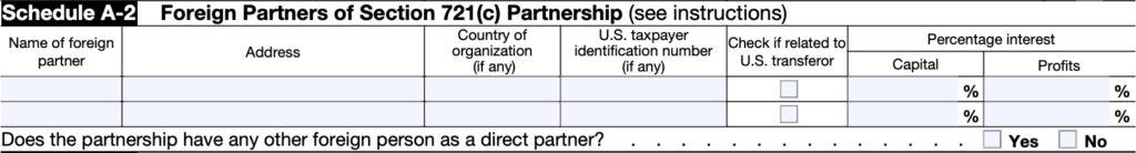 schedule a-2, foreign partners of Section 721(c) partnership