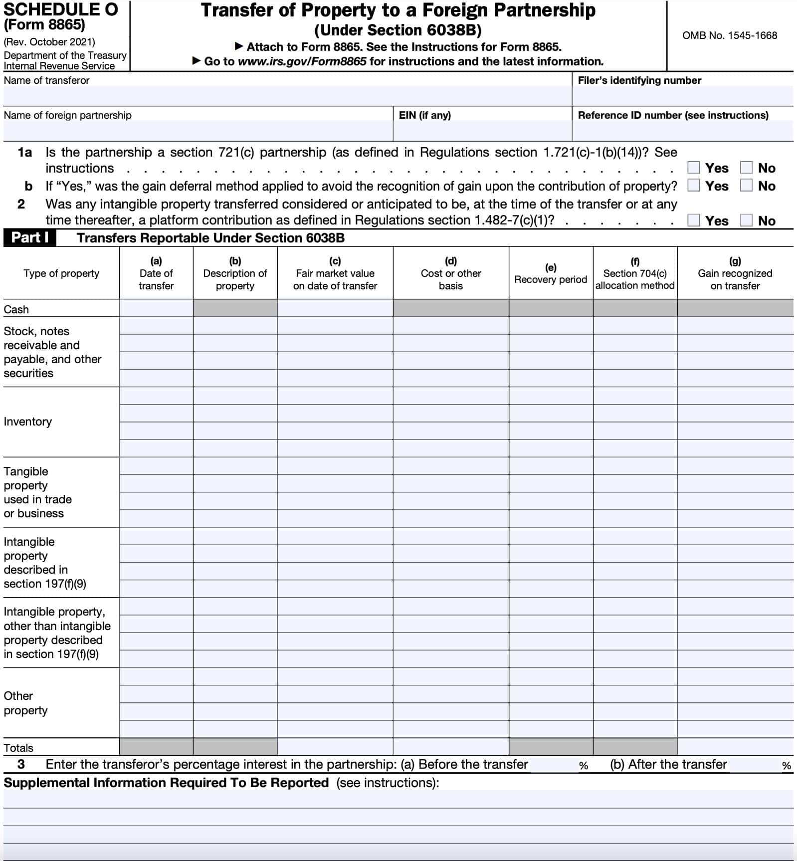 irs form 8865, schedule o, part i: transfers reportable under Section 6038B