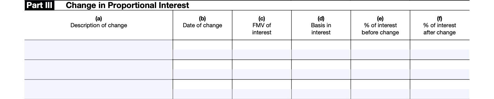 schedule p: acquisitions, dispositions, and changes of interests in a foreign partnership, part iii: change in proportional interest