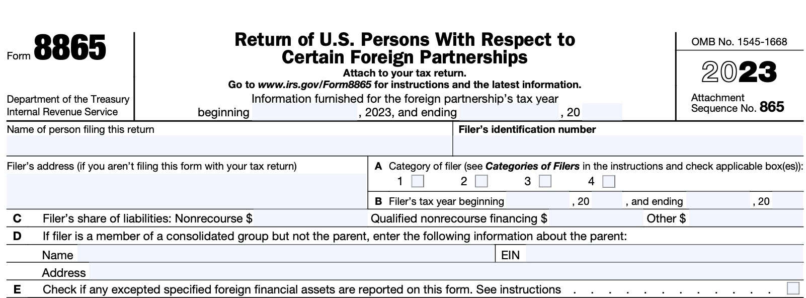 irs form 8865, taxpayer information