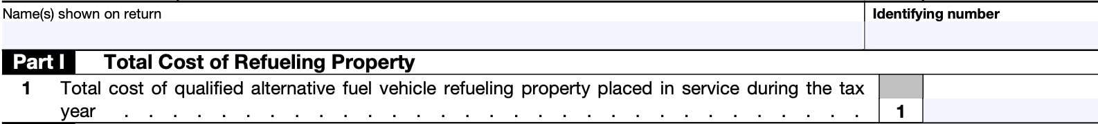 irs Form 8911, part I: Total cost of refueling property