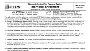 IRS Form 9783, electronic federal tax payment system individual enrollment