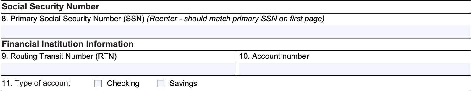 ssn and bank routing information