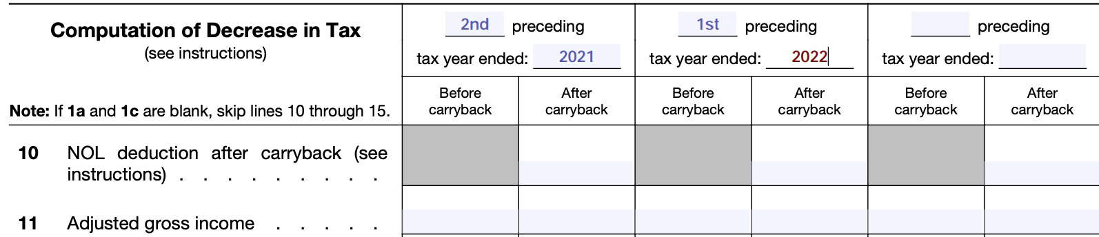 computation of decrease in tax example