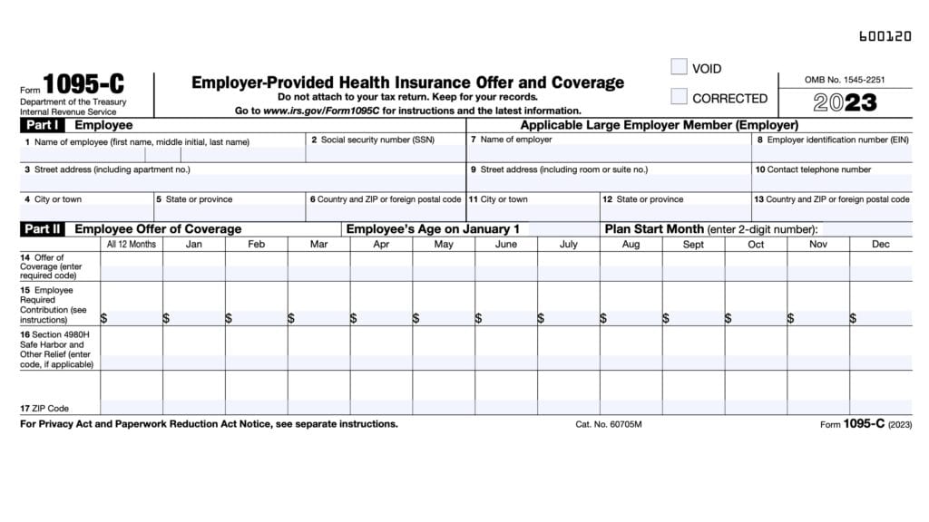 irs form 1095-c, employer-provided health insurance offer and coverage